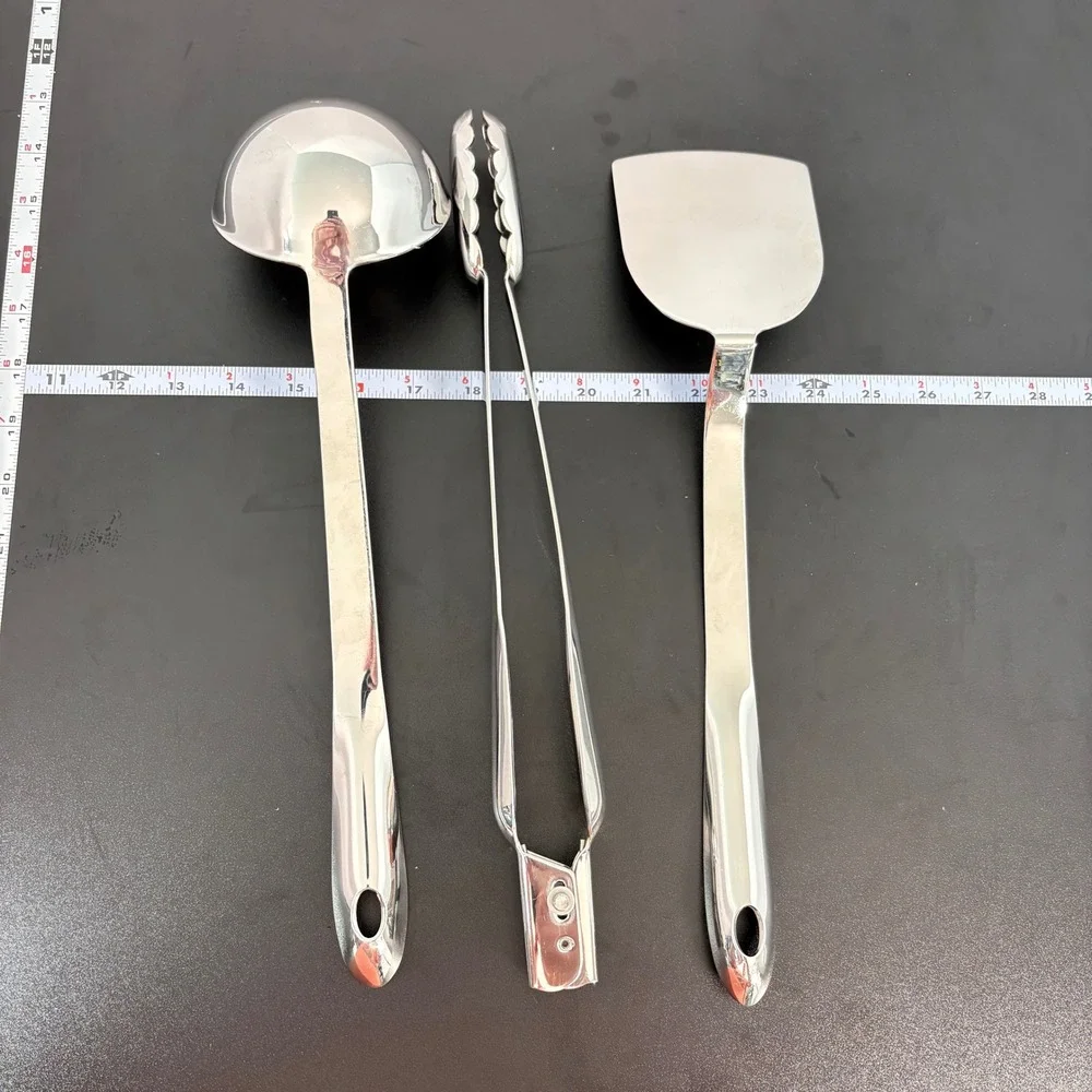 All-Clad Kitchen Tool Set‎ OS Silver Ladle Tongs Spatula Stainless Steel Quality